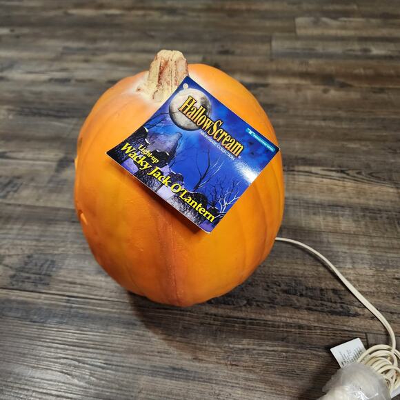 New Hallow Scream light up spooky Jack-O-Lantern foam vintage Halloween decor - Picture 4 of 8